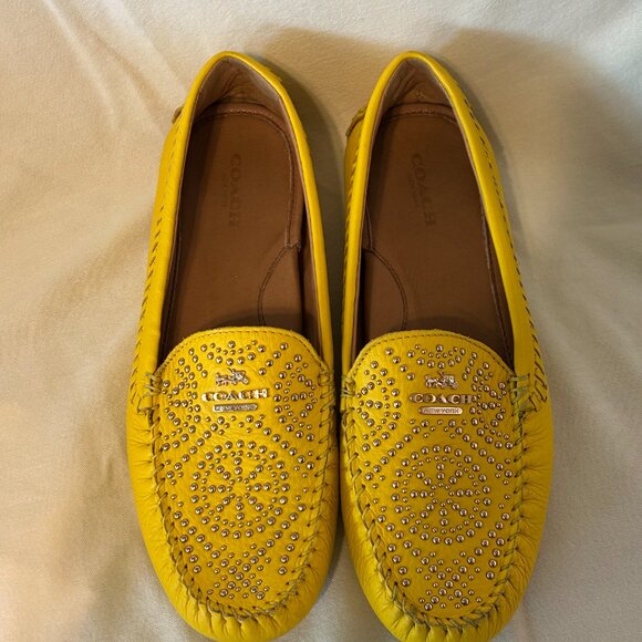 Coach Yellow Leather Loafers - Picture 1 of 5